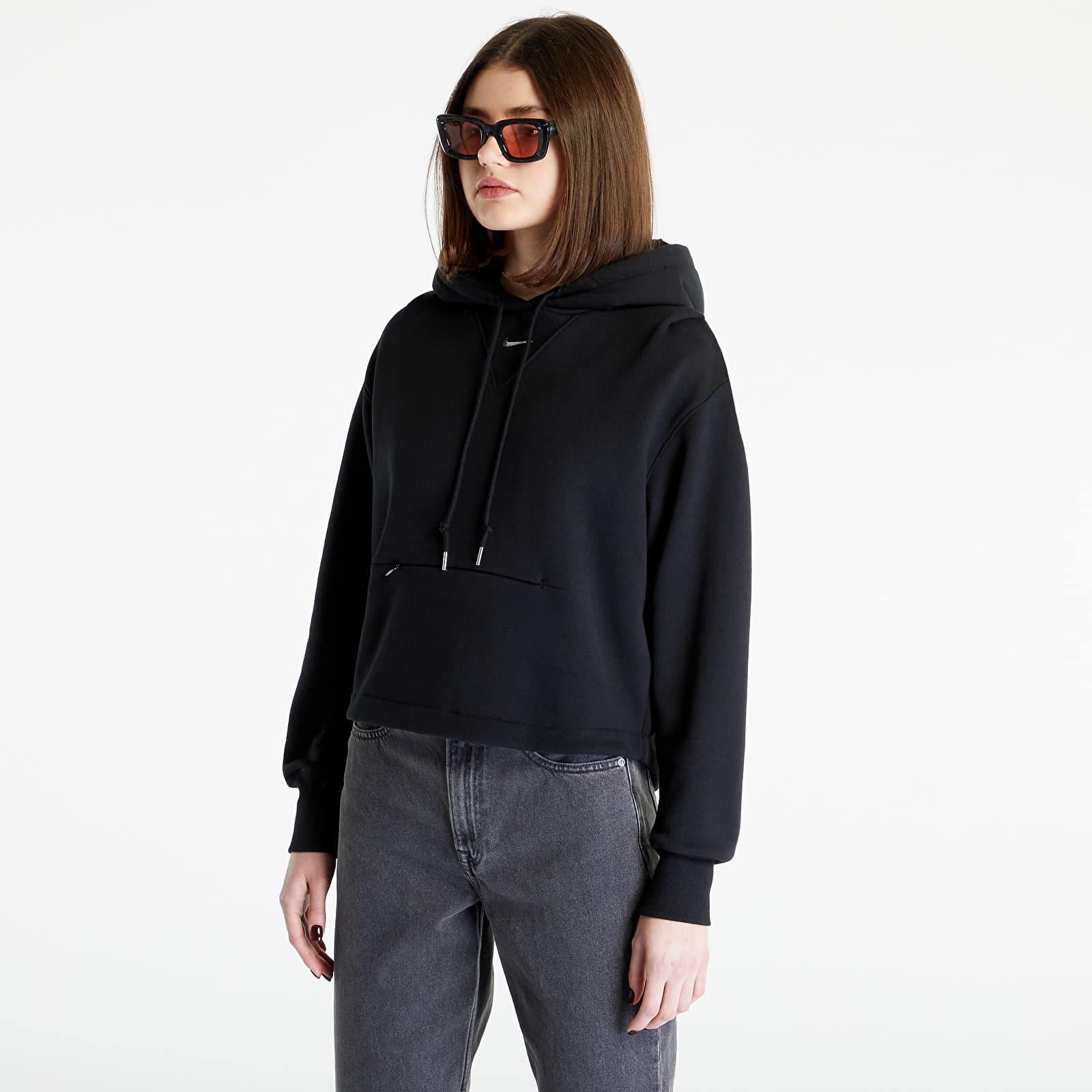 Nike - sportswear modern fleece women's oversized french terry hoodie black/ flat pewter