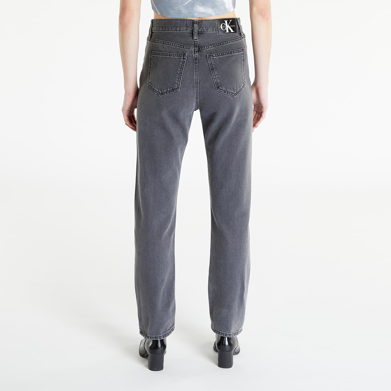 Pantaloni și blugi Calvin Klein Jeans High Rise Straight Pants Black