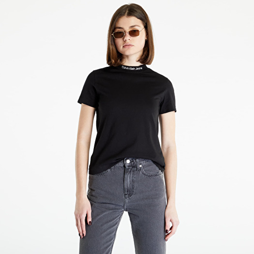 Tank Tops Calvin Klein Jeans Logo Neckline Straight Top Black