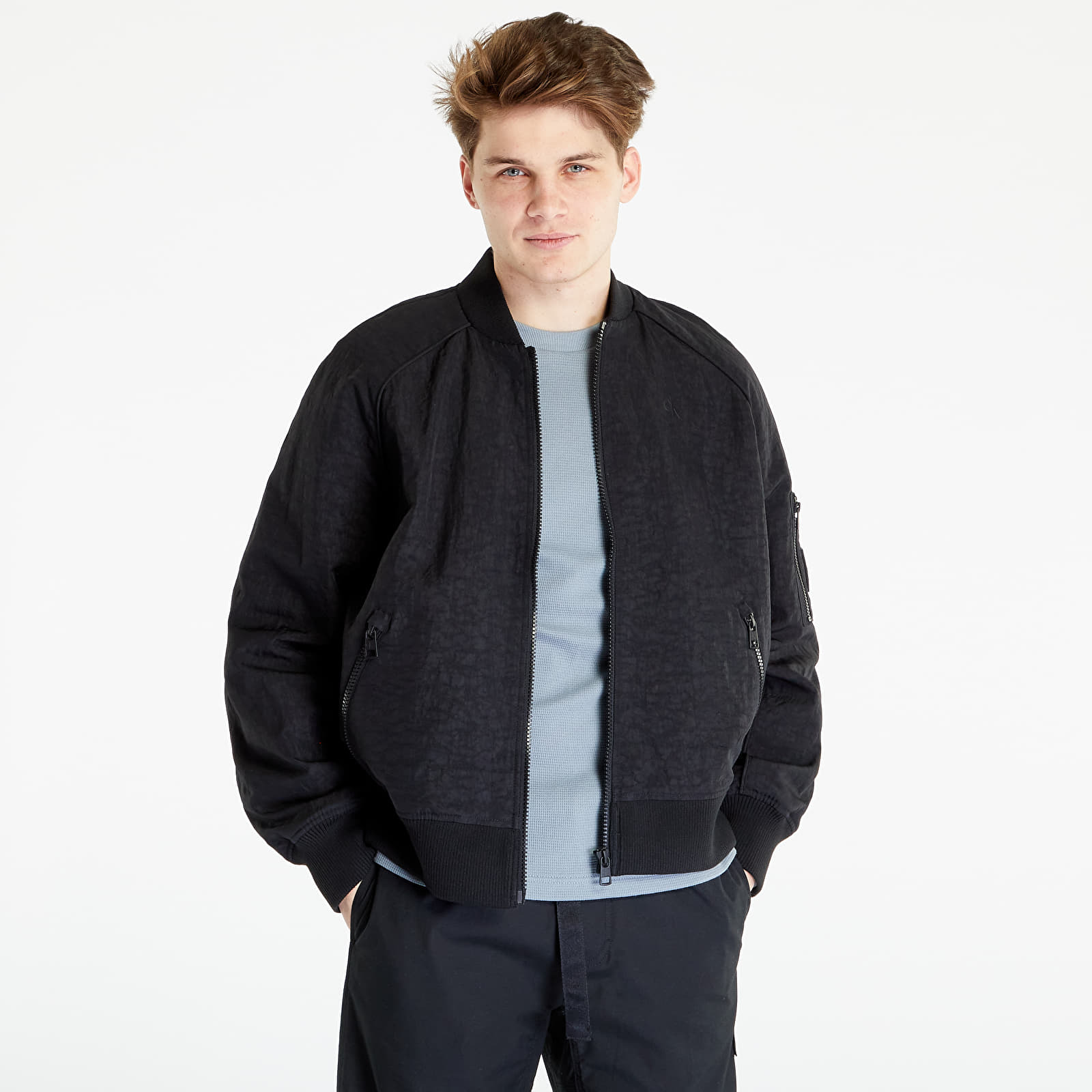 Levně Calvin Klein Jeans Exposed Zip Oversized Woven Jacket Black