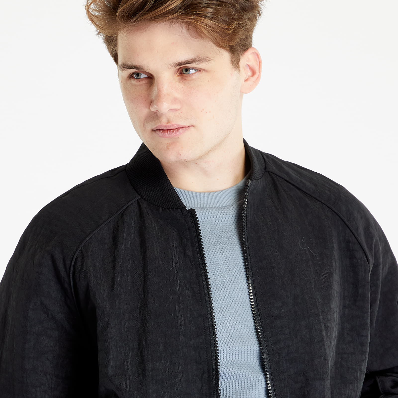 Jackets and Coats Calvin Klein Jeans Exposed Zip Oversized Woven Jacket Black