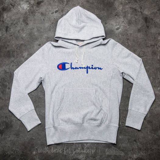 Hoodies and sweatshirts Champion Reverse Weave Script Logo Hoody Light Oxford Grey Footshop