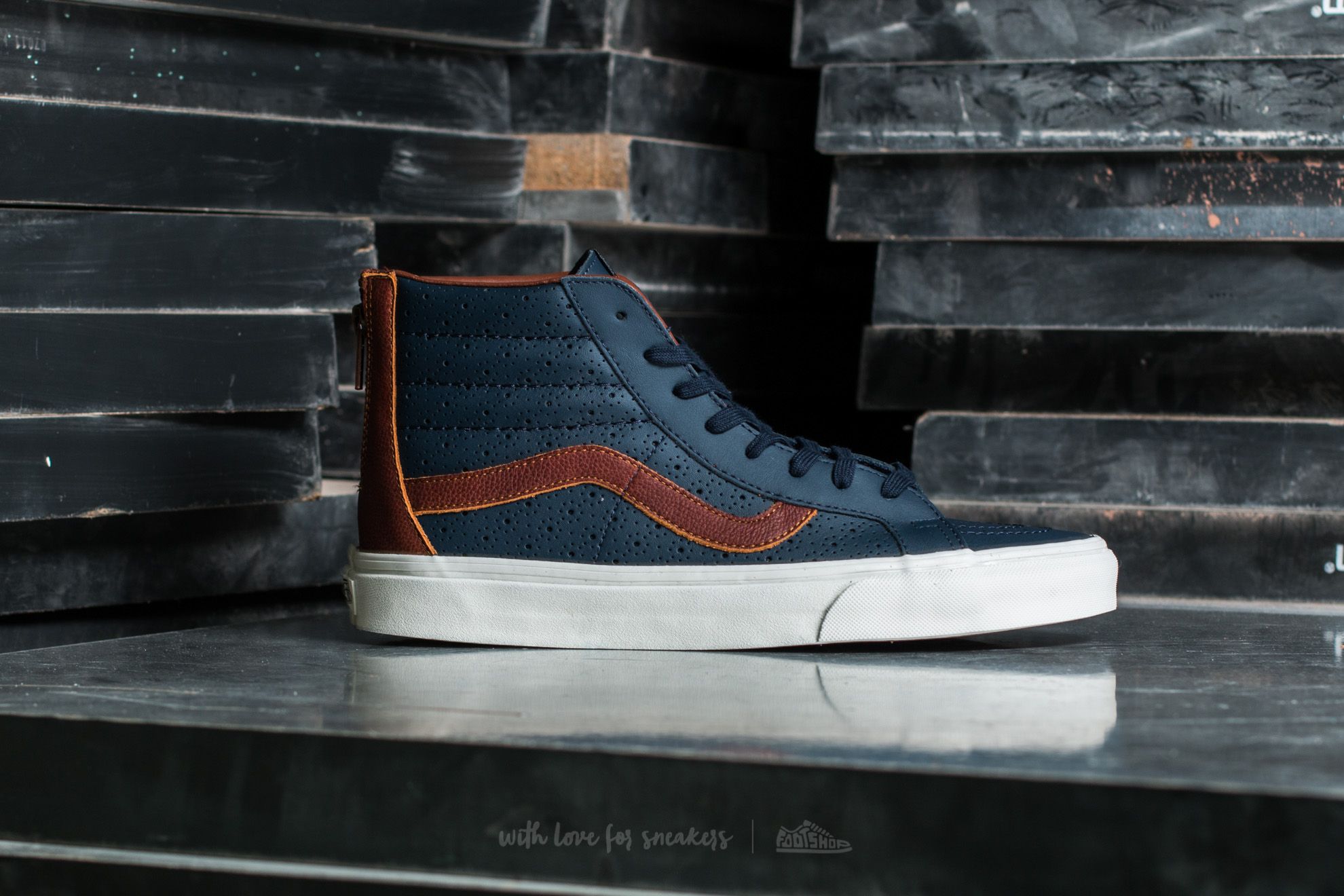 Vans sk8 hi top leather blue