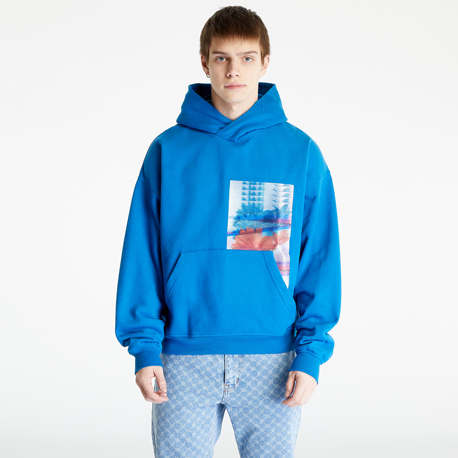 Calvin Klein Jeans Motion Floral Graphic Hoodie Blue