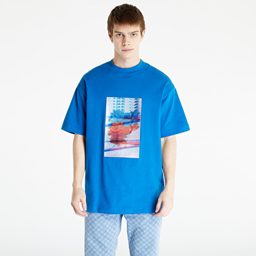 P l k Calvin Klein Jeans Motion Floral Graphic S S T Shirt Blue