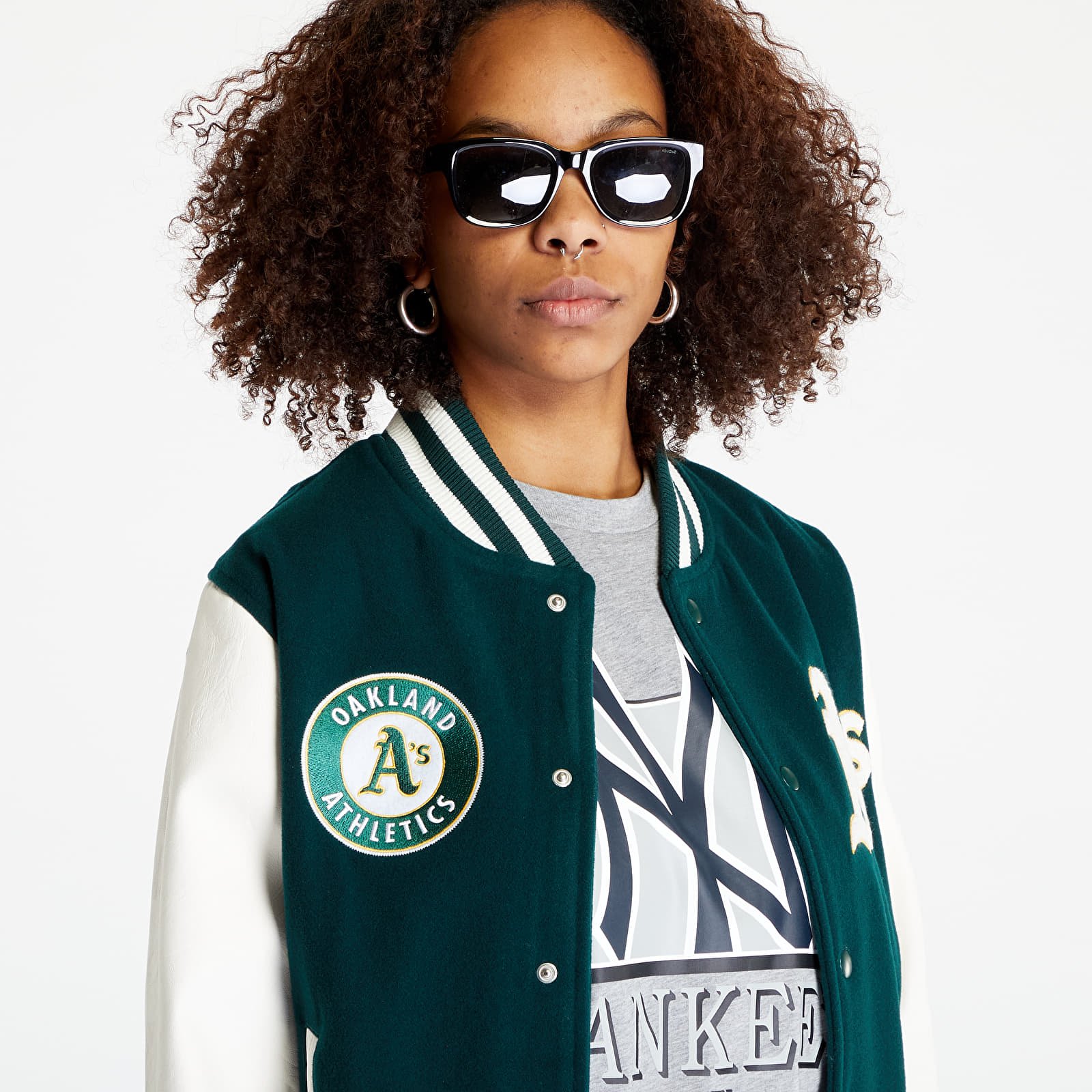 Geci bomber New Era Varsity Oakland Athletics MLB Heritage Varsity Jacket Dark Green/ Off White