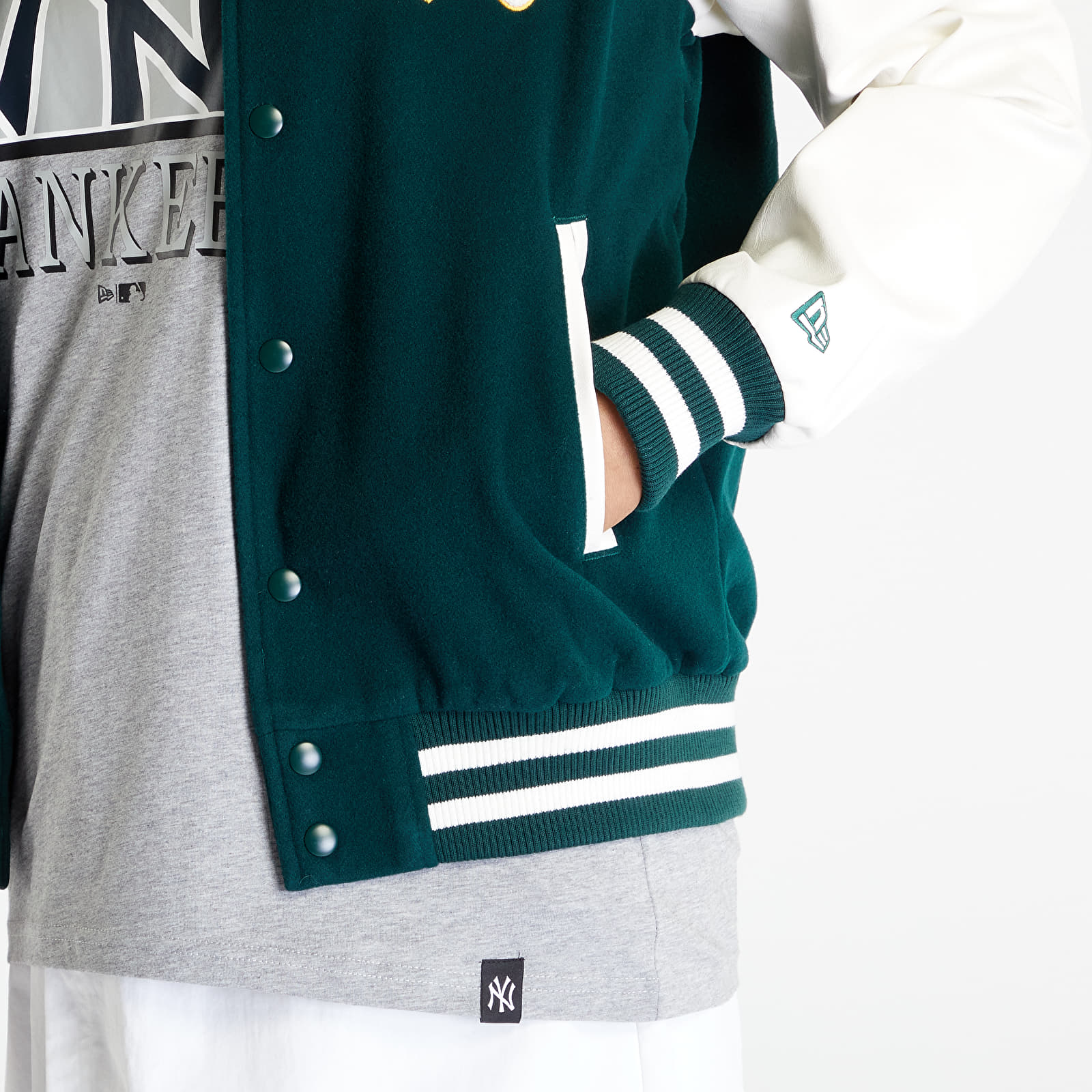 Geci bomber New Era Varsity Oakland Athletics MLB Heritage Varsity Jacket Dark Green/ Off White