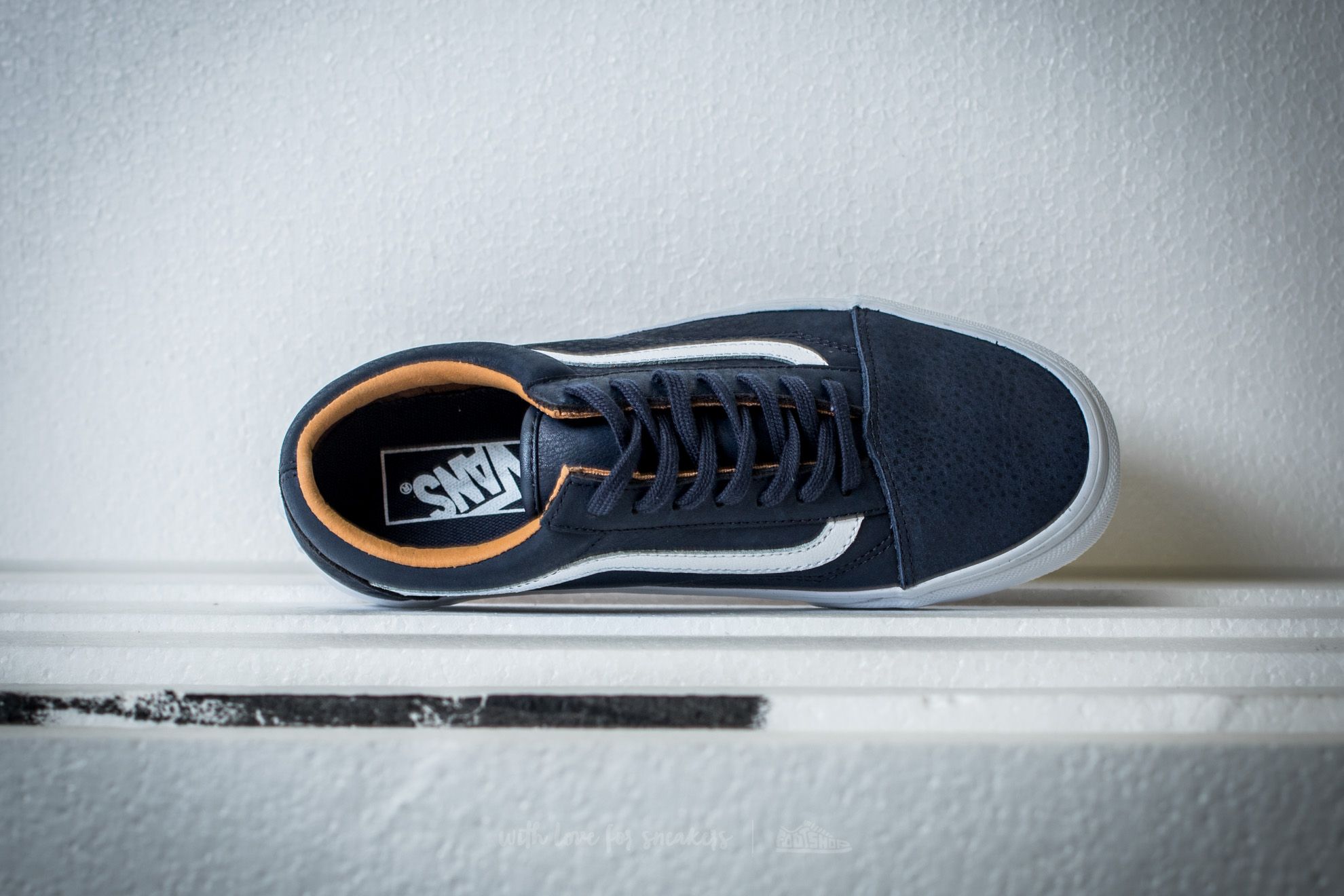 Herresko Vans Old Skool Premium Leather Parisian Night/ True White