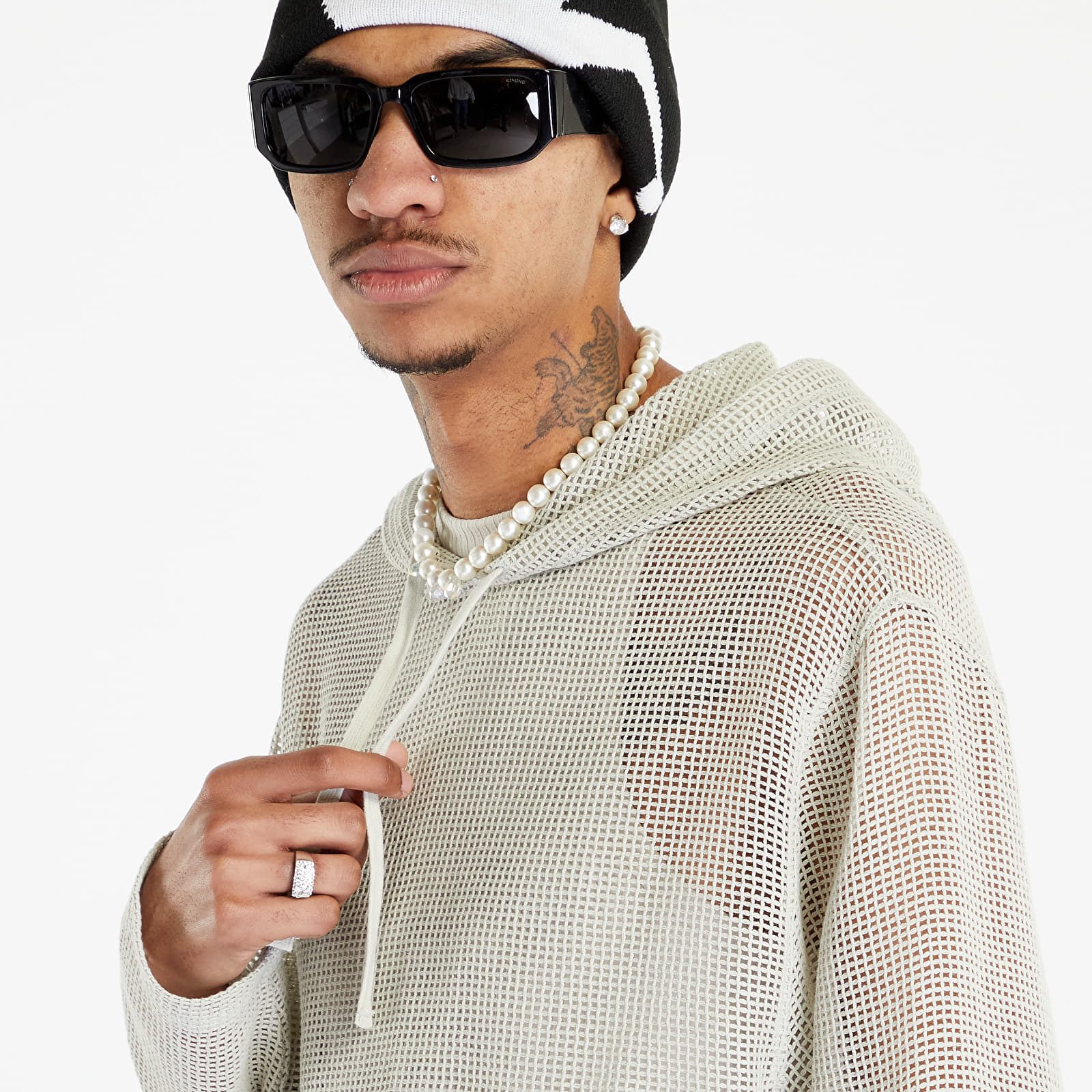 Cotton mesh hoodie new arrivals