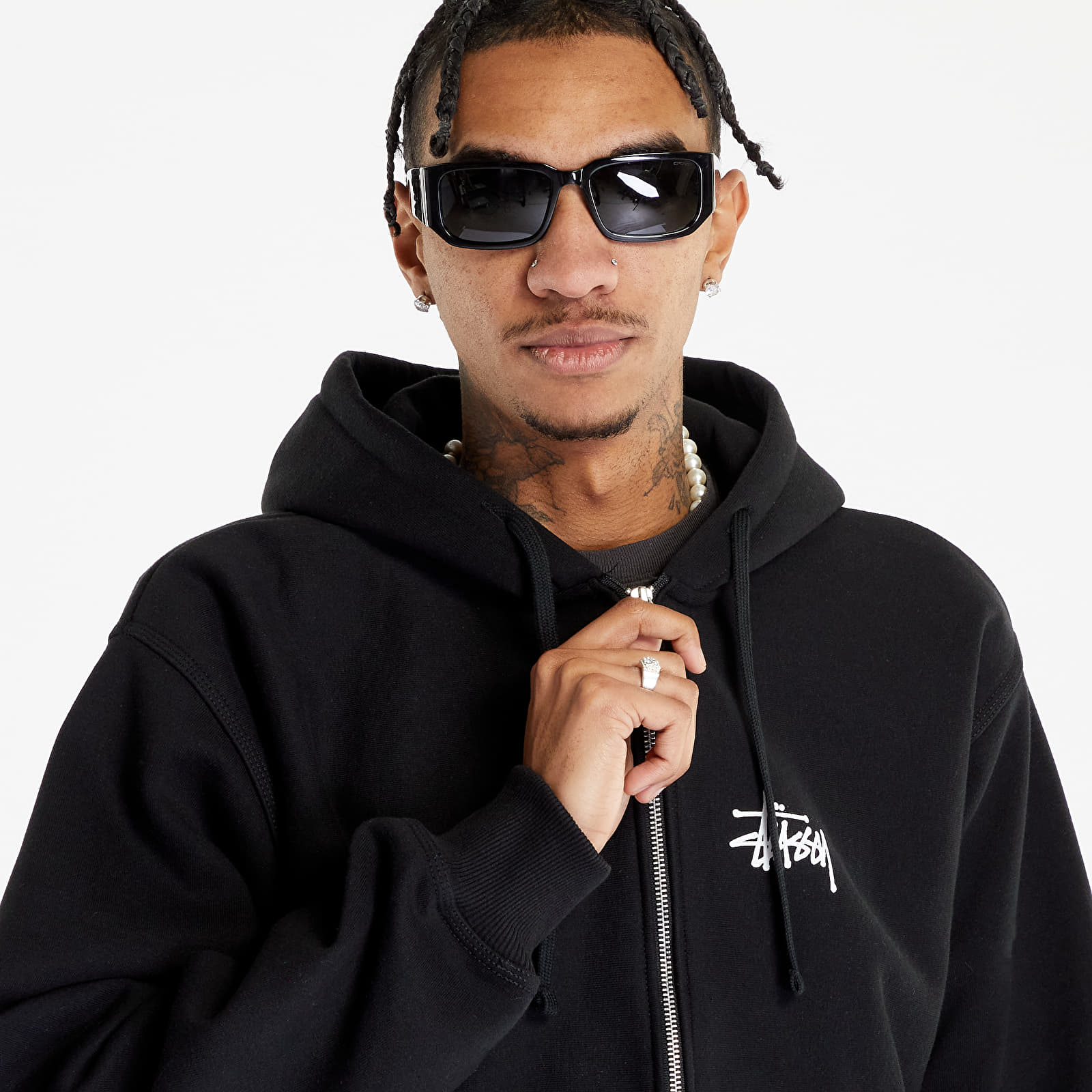 Sweatjacken und Sweatshirts Stüssy Basic Stussy Full-Zip Fleece Hoodie UNISEX Black