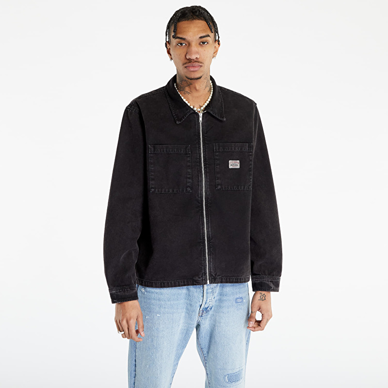 Jackets Stüssy Washed Canvas Zip Long Sleeve Shirt UNISEX Black
