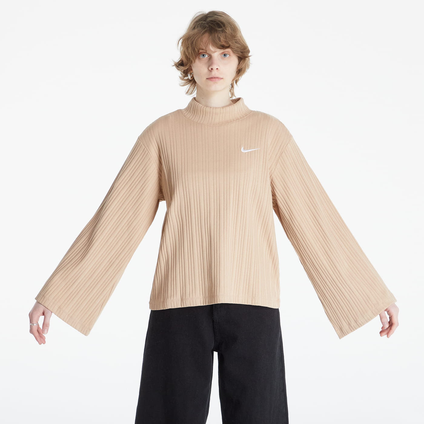 Camisetas Nike NSW Ribbed Jersey Long Sleeve Top Beige