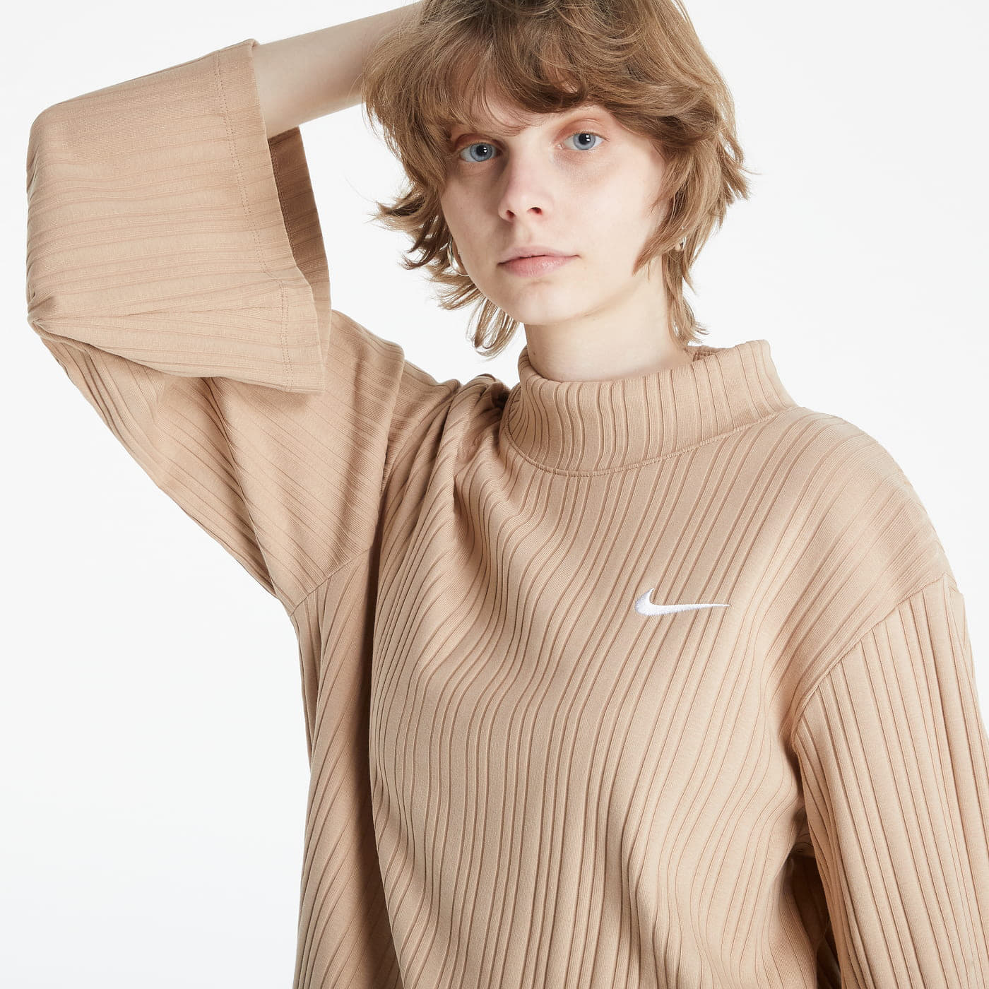 Camisetas Nike NSW Ribbed Jersey Long Sleeve Top Beige