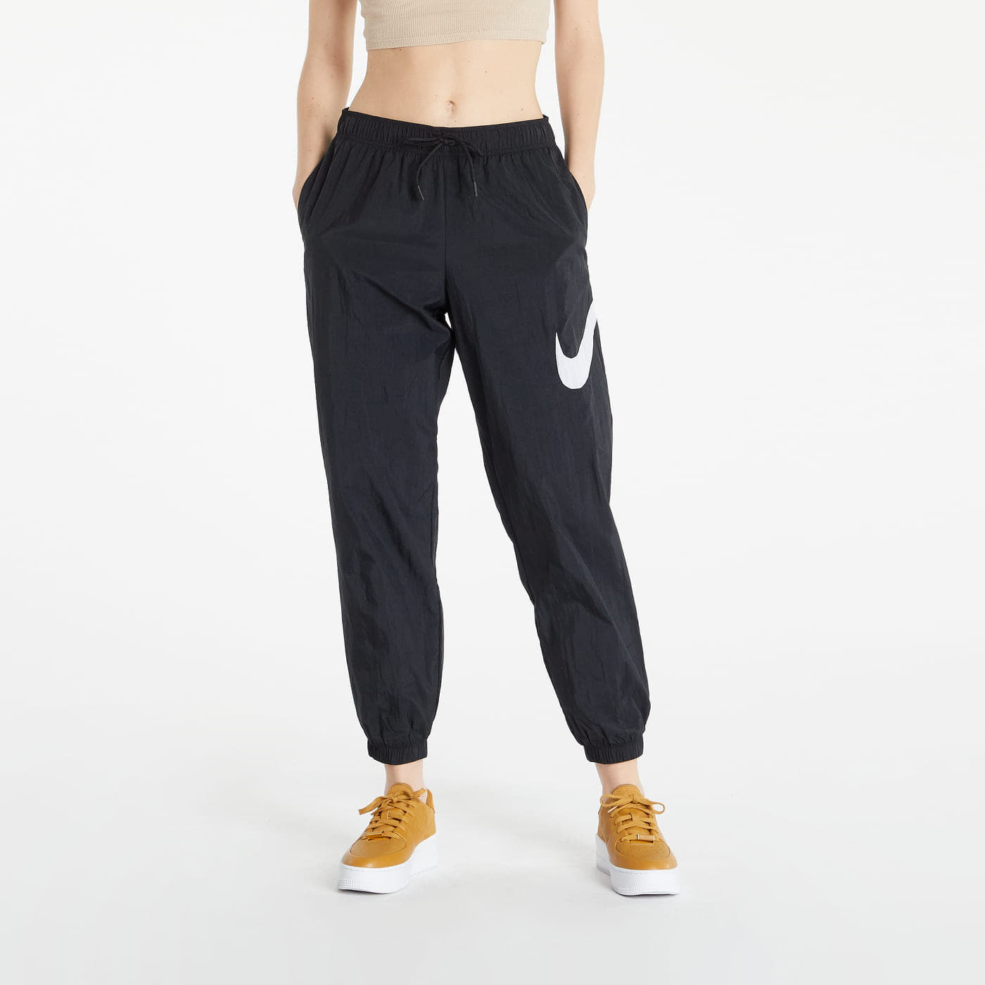 Levně Nike NSW Essential Woven Medium-Rise Pants Hbr Black/ White