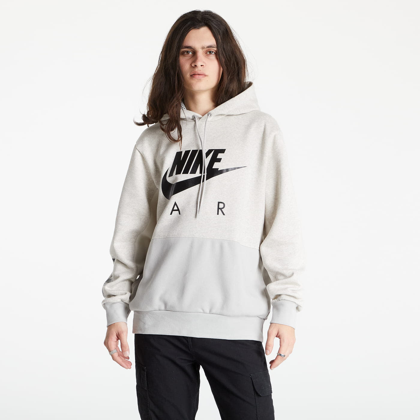 Hoodies and sweatshirts  Nike NSW Nike Air Brushed Back Pullover Hoodie Lt Iron Ore/ Htr/ Phantom/ Black