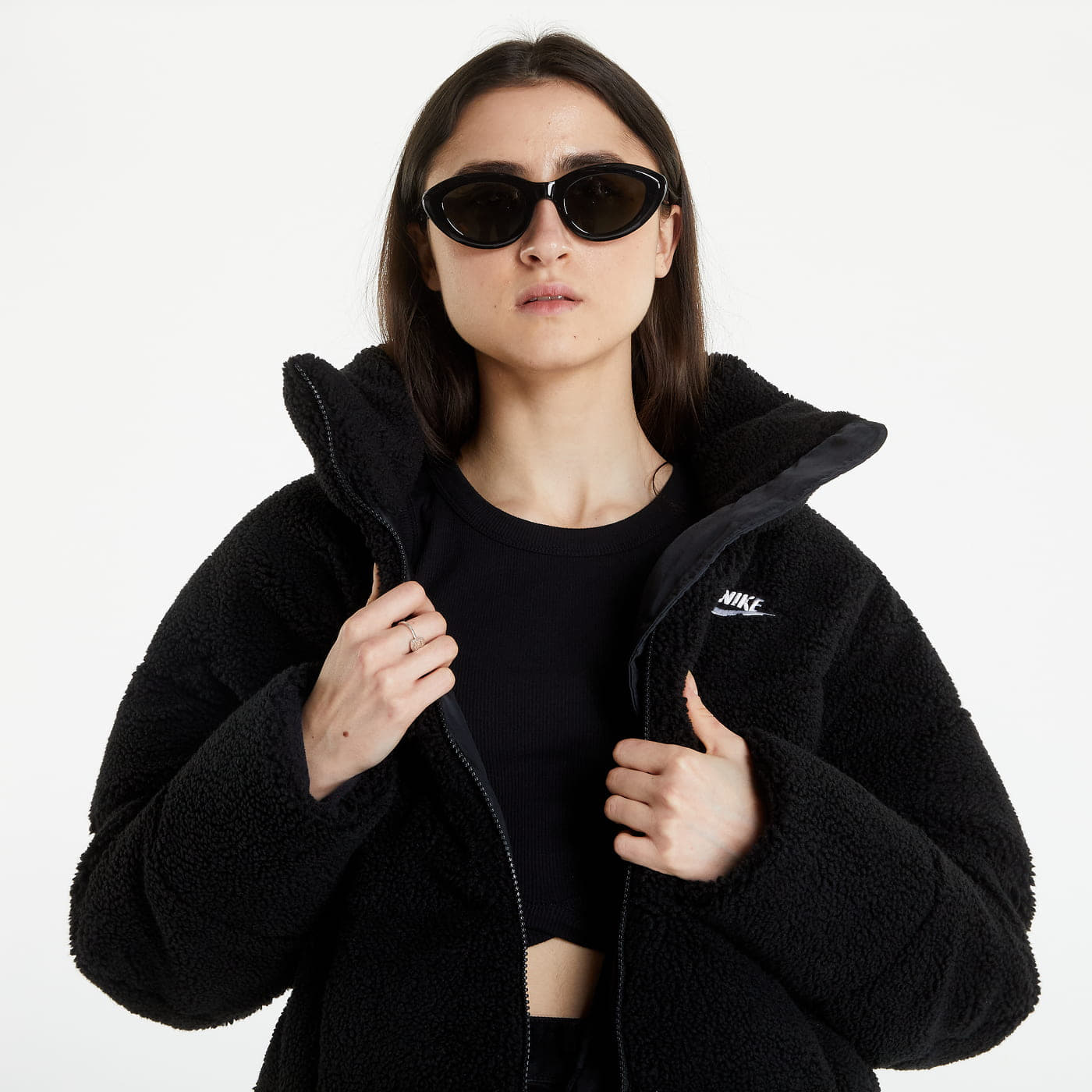 Nike sherpa jacket black online