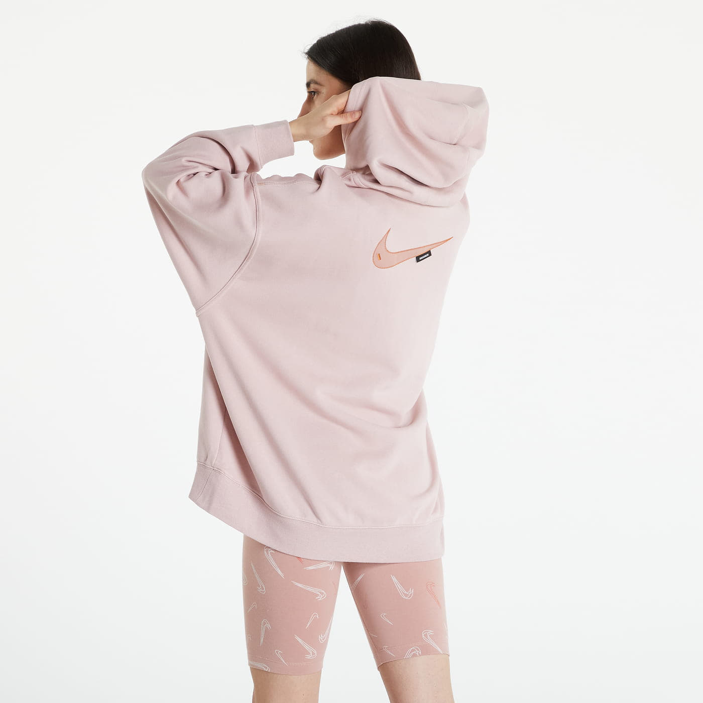 nike swoosh hoodie pink
