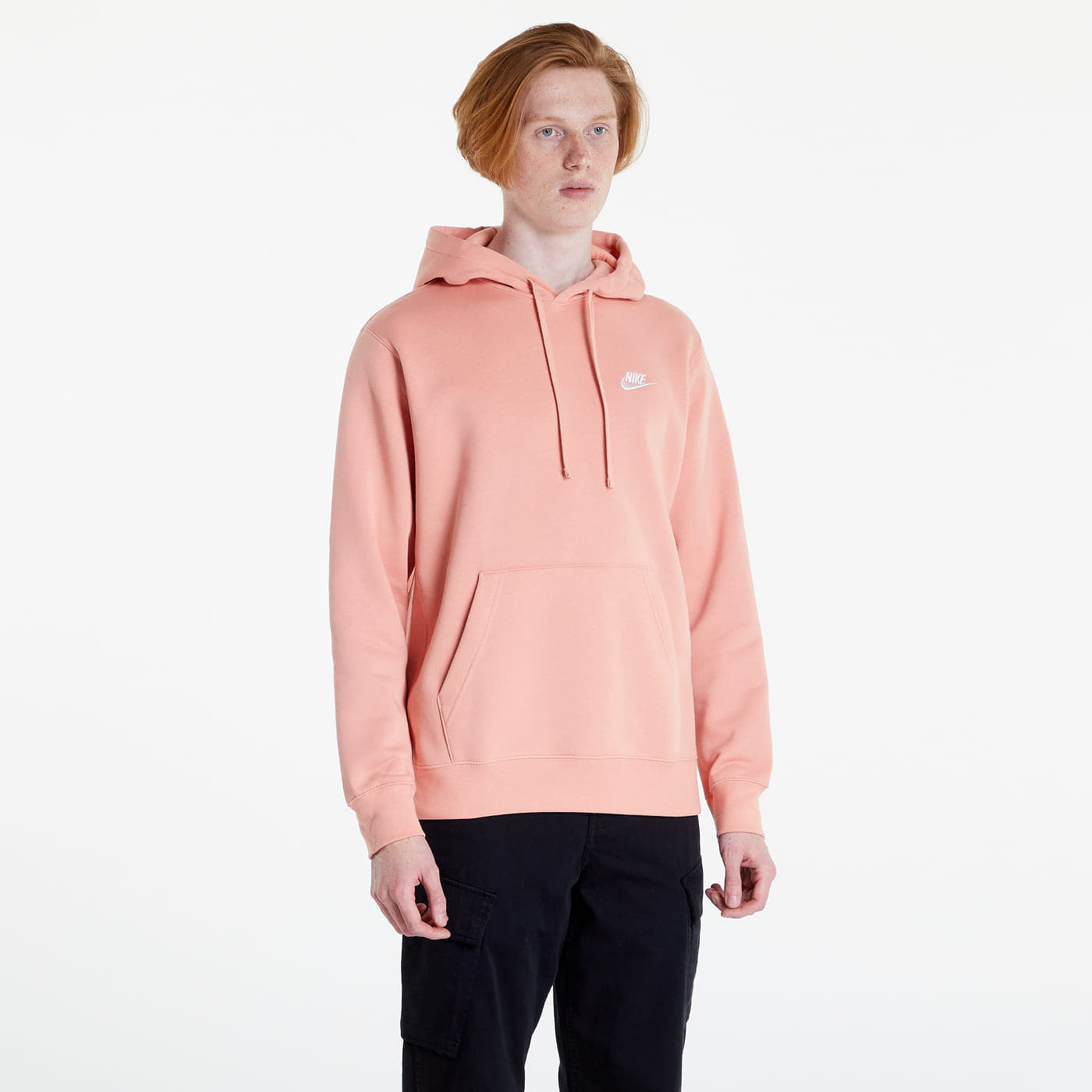 Sudaderas Nike NSW Club Hoodie Pullover Brushed Back Lt Madder Root/ Lt Madder Root/ White