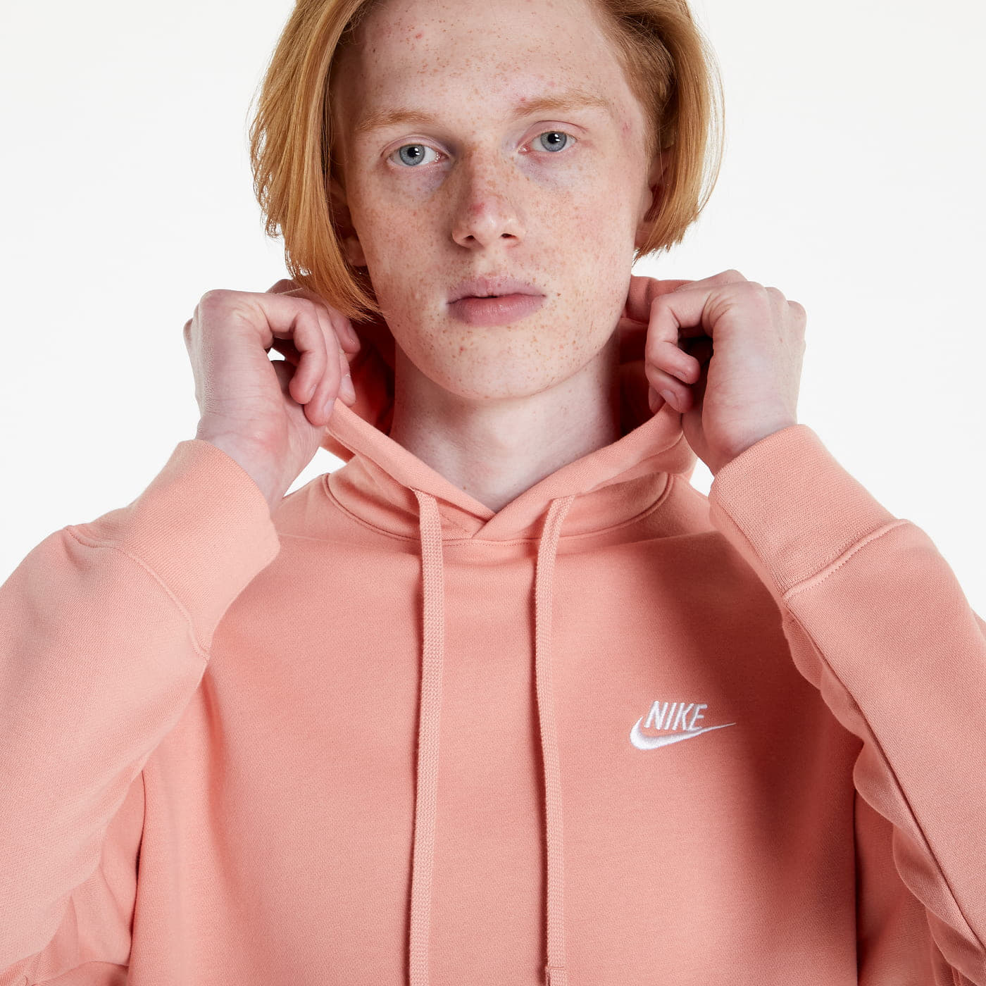 Sudaderas Nike NSW Club Hoodie Pullover Brushed Back Lt Madder Root/ Lt Madder Root/ White
