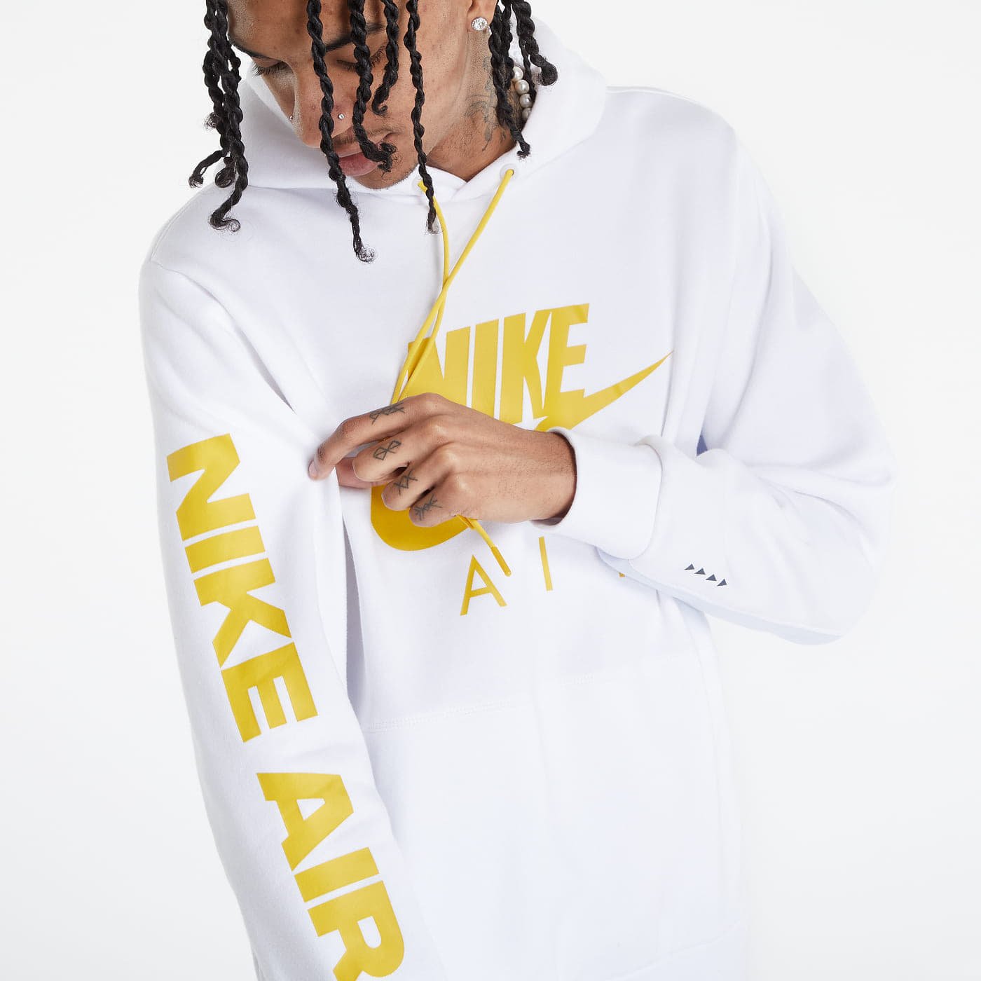 White and gold nike hoodie hotsell