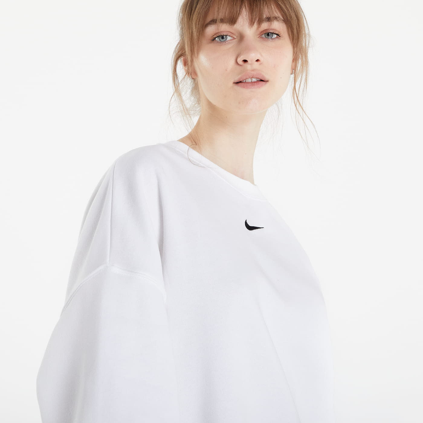 Mikiny a svetre Nike NSW Essential Clctn Fleece Oversized Crew White/ Black