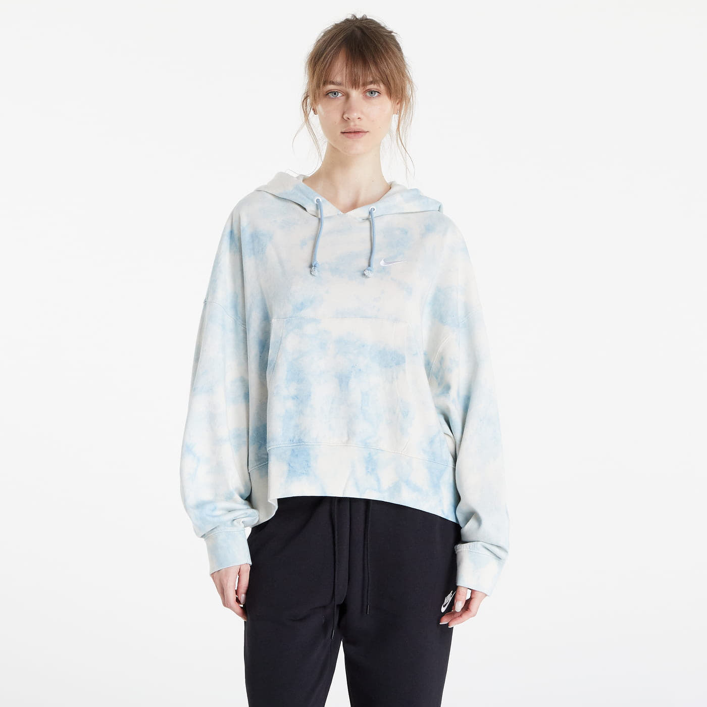 Levně Nike NSW Wash Over-Oversized Jersey Hoodie Worn Blue/ White