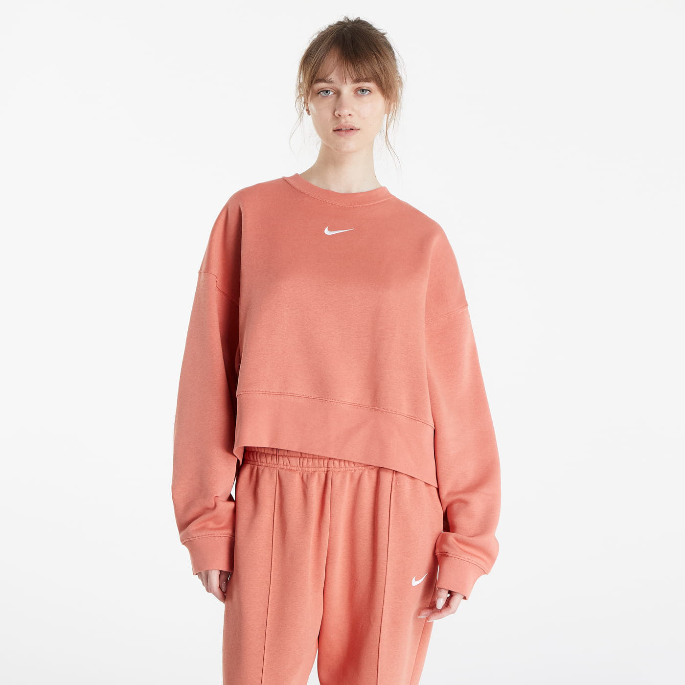 Φούτερ Nike NSW Essential Clctn Fleece Oversized Crew Madder Root/ White