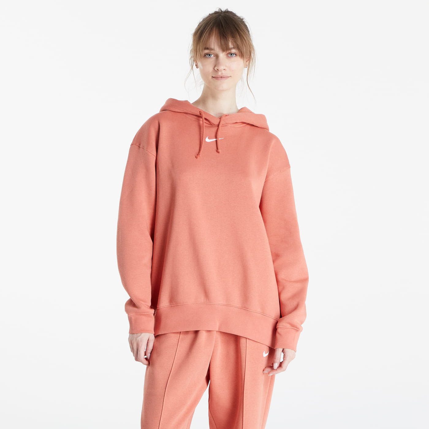 Nike NSW Essential Clctn Fleece Oversized Hoodie Madder Root/ White