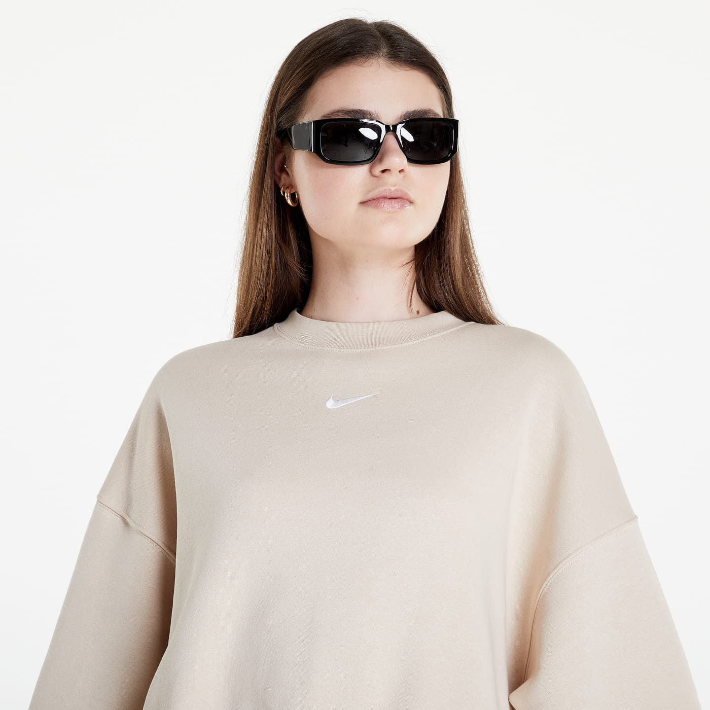 Hoodies and sweatshirts  Nike NSW Essential Clctn Fleece Oversized Crew Sanddrift/ White