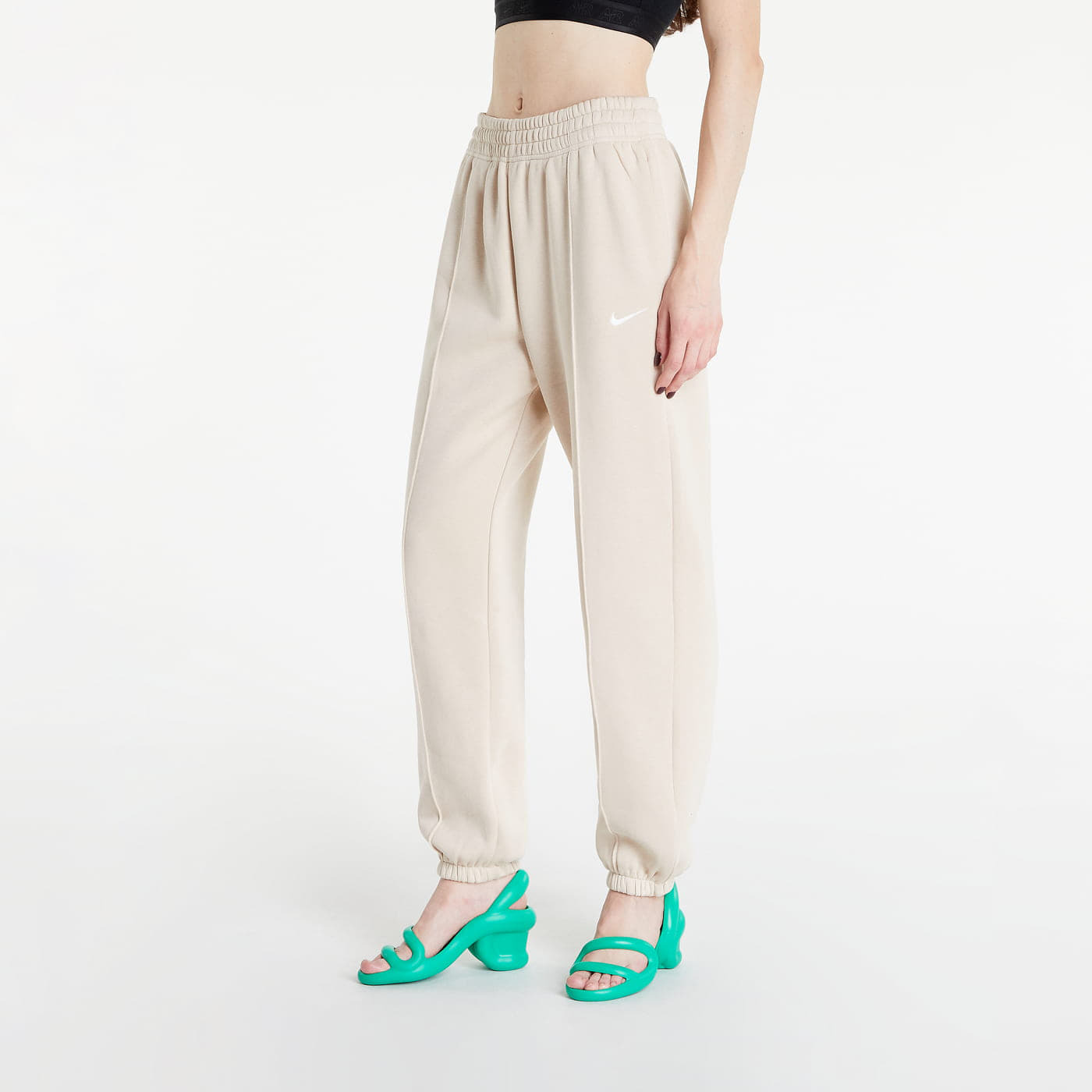 Nike - nsw essential clctn fleece medium-rise pants sanddrift/ white