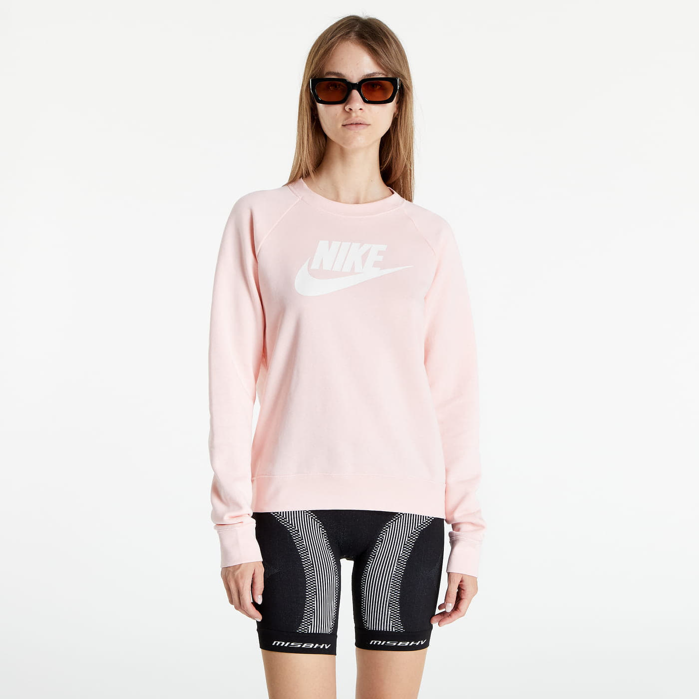 Dukserice Nike NSW Essential Fleece Graphic Crew Atmosphere/ White