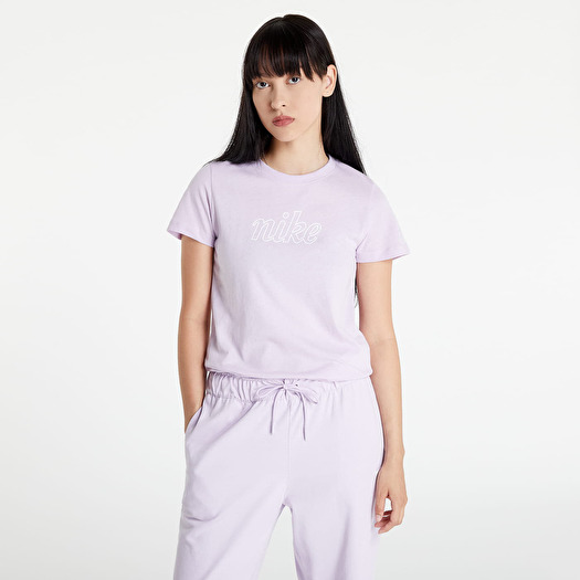 White nike shirt with purple best sale logo