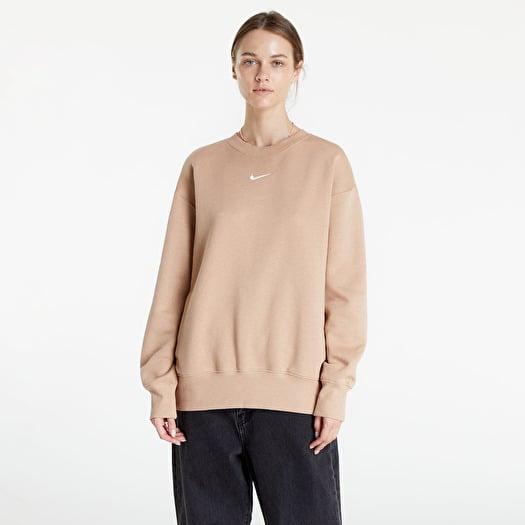 Nike mini swoosh hotsell oversized cropped grey sweatshir