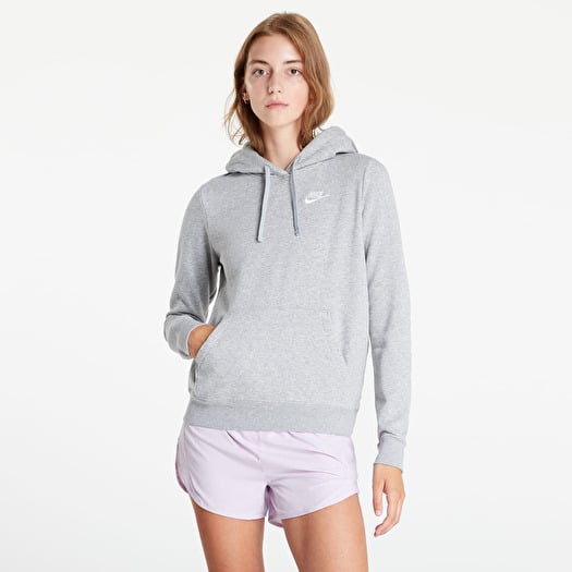 Nike club grey swoosh logo hoodie discount