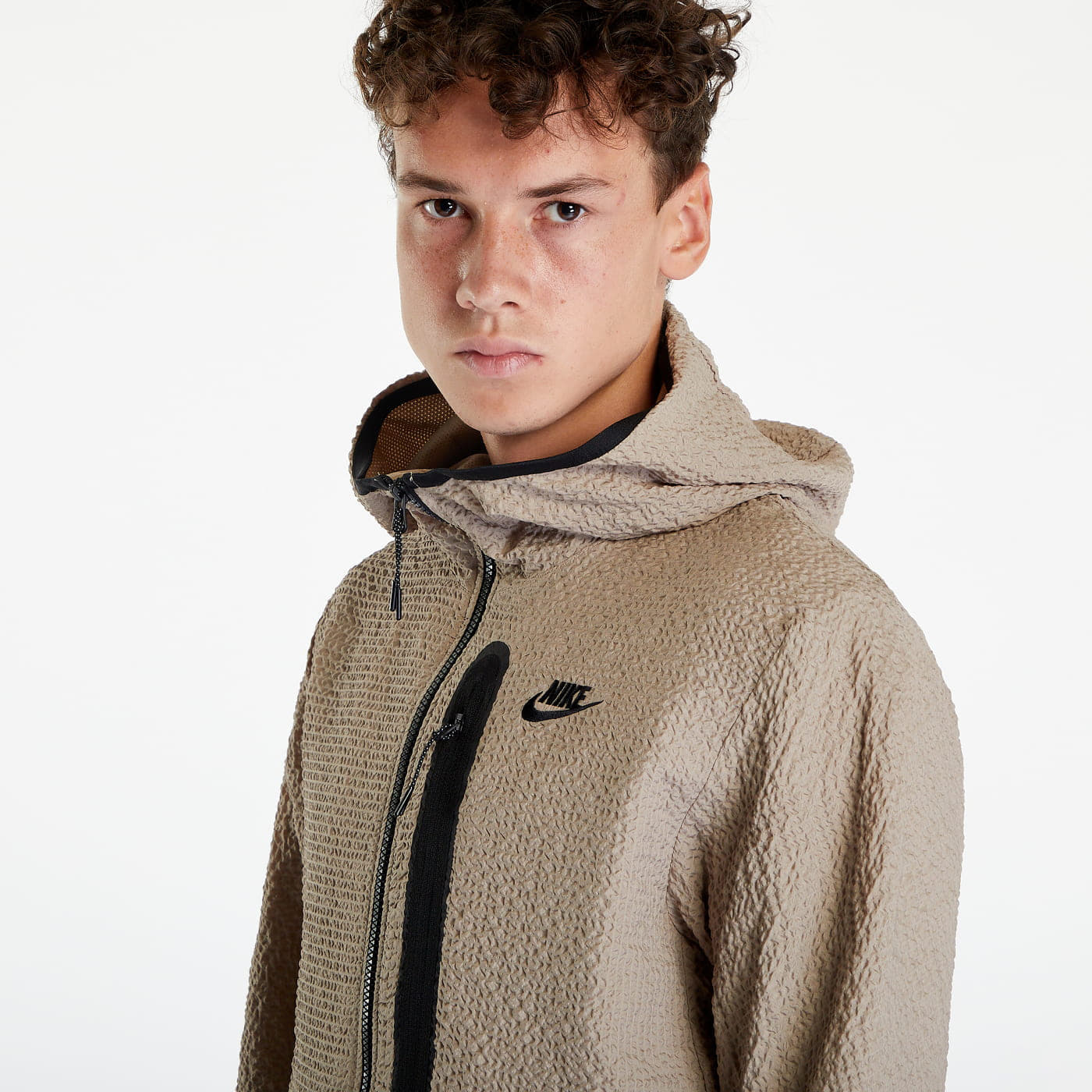 Kurtki wiatrówki Nike Lined Woven Full-Zip Hooded Jacket Beige