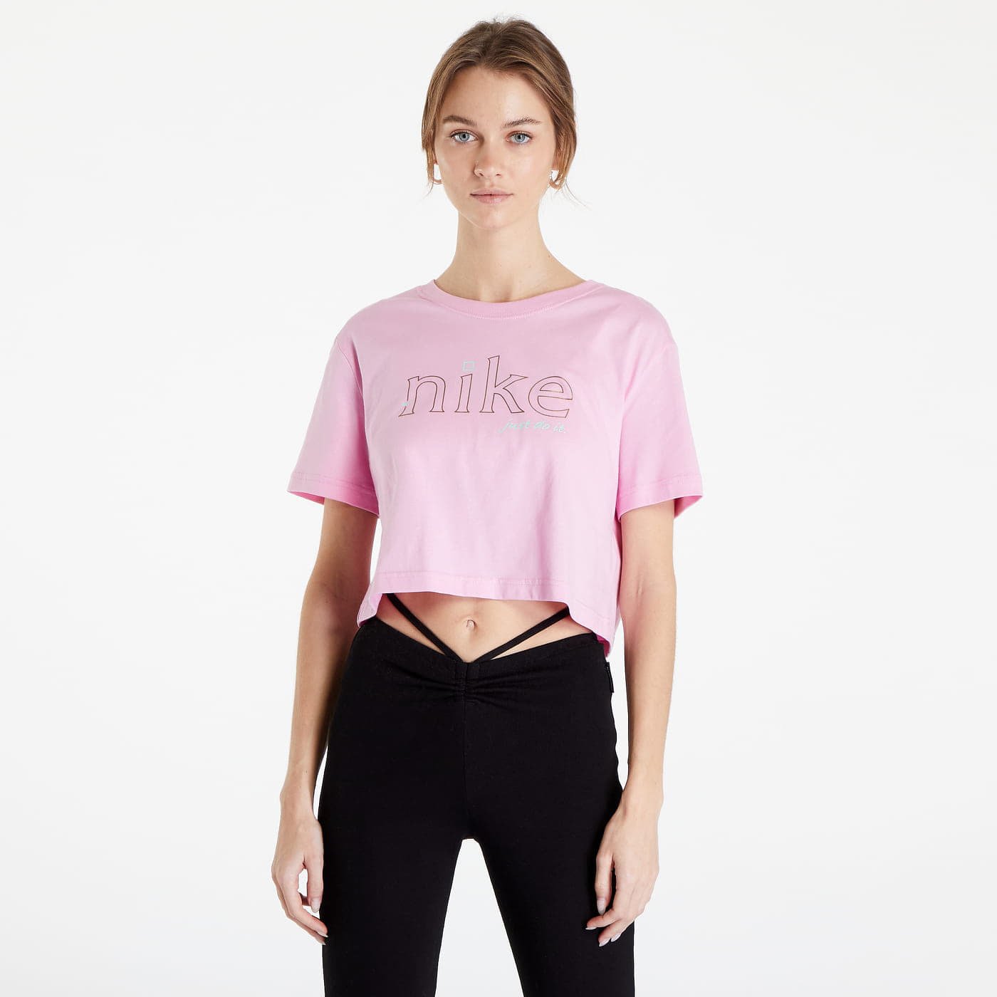 Levně Nike Cropped T-Shirt Pink