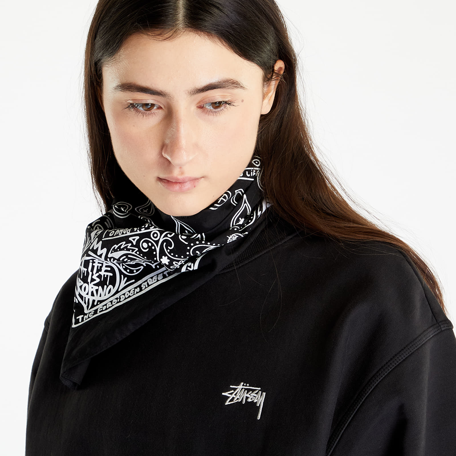 Hanorace Stüssy Stock Logo Crewneck UNISEX Black