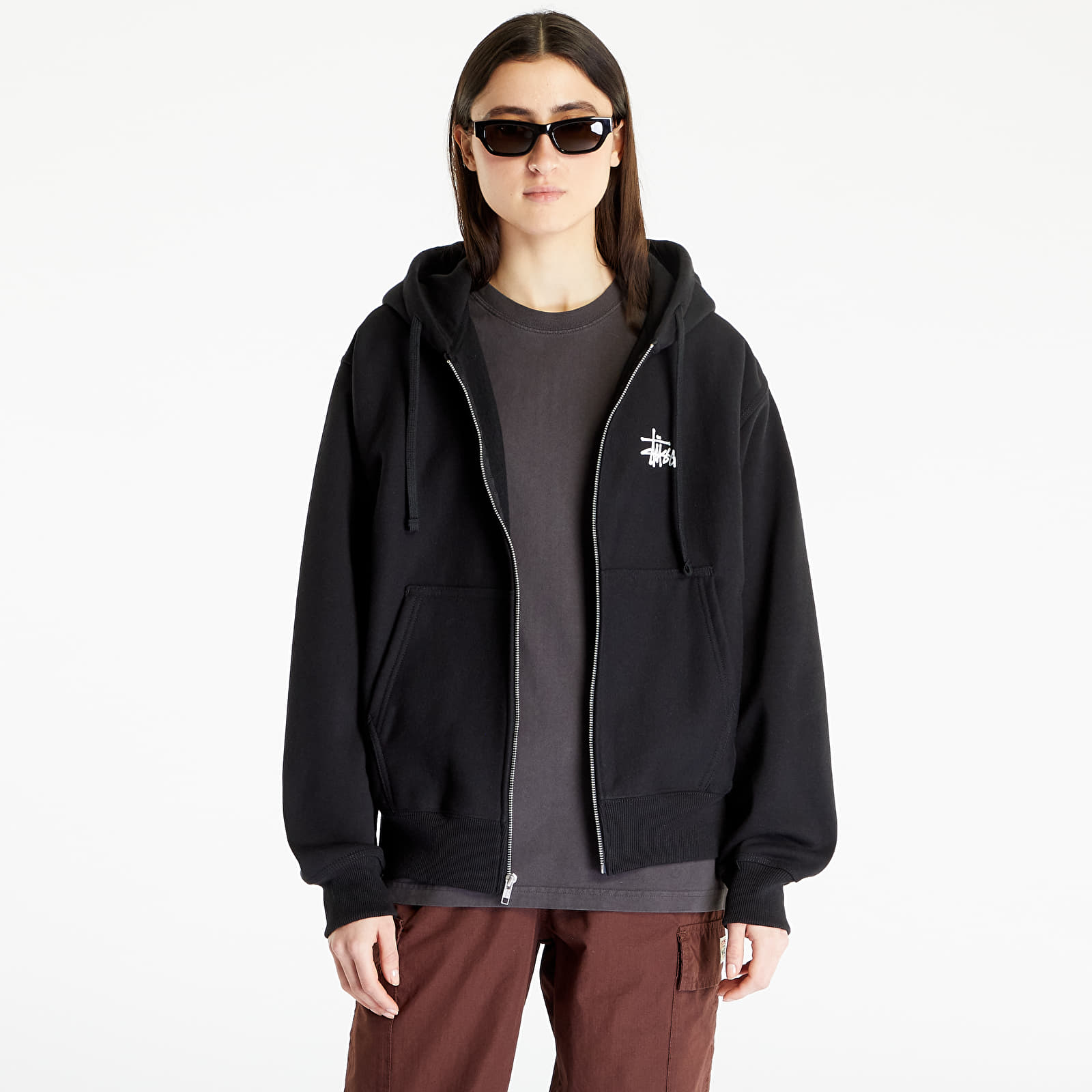Sweatjacken und Sweatshirts Stüssy Basic Stussy Full-Zip Fleece Hoodie UNISEX Black