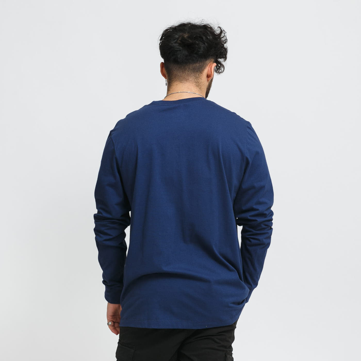 Camisetas Nike NSW Club Long Sleeve Tee Midnight Navy/ White