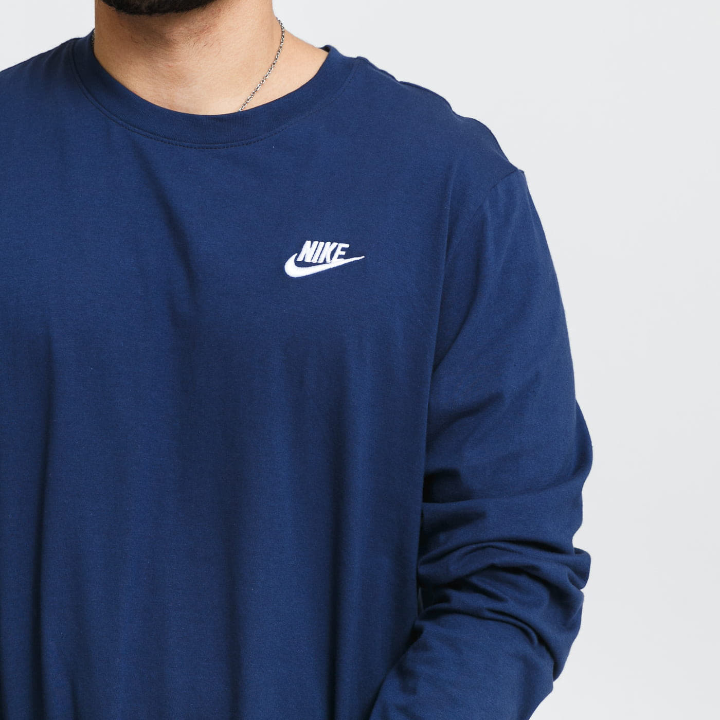 T-shirts  Nike NSW Club Long Sleeve Tee Midnight Navy/ White