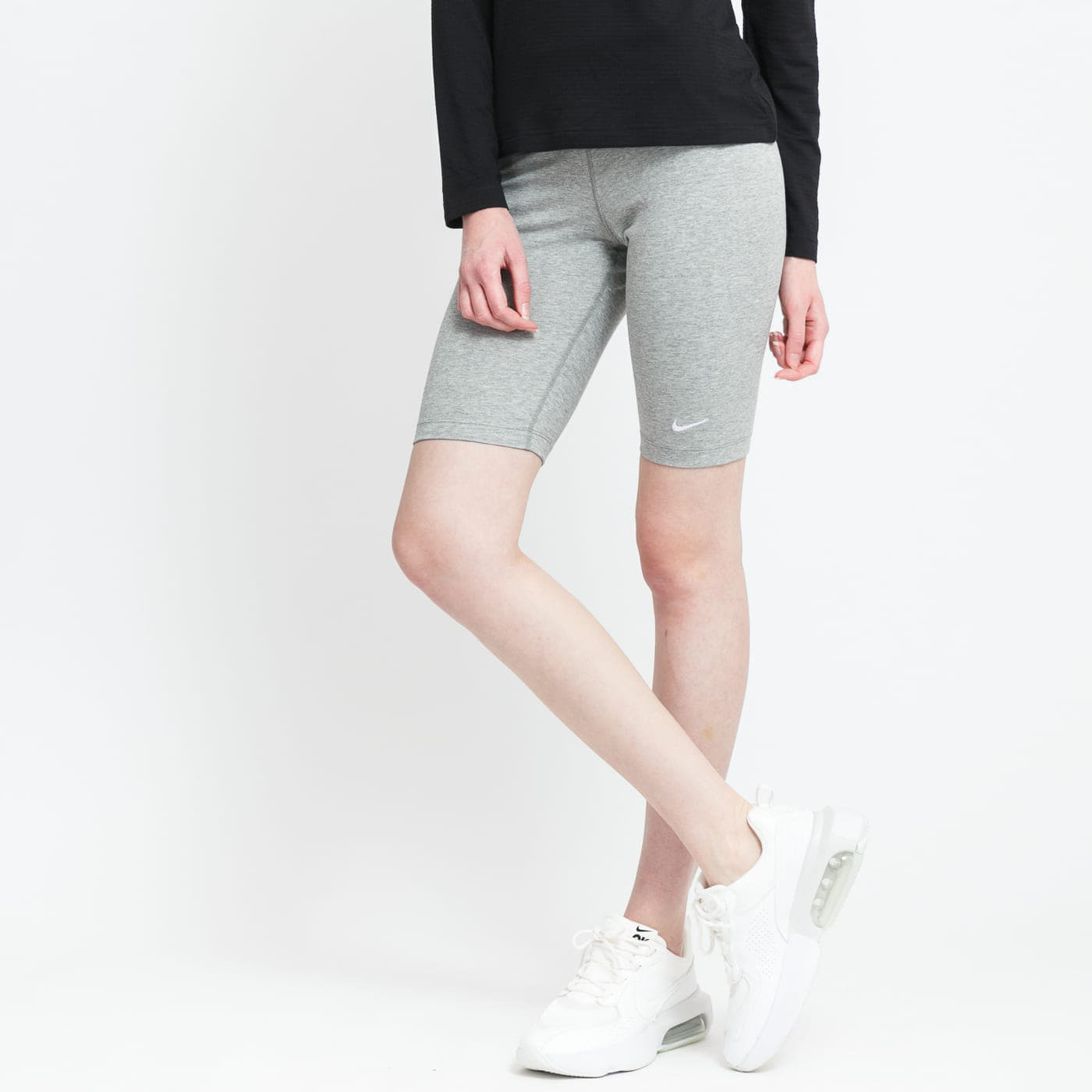 Levně Nike NSW Essential Medium-Rise Biker Shorts Dk Grey Heather/ White