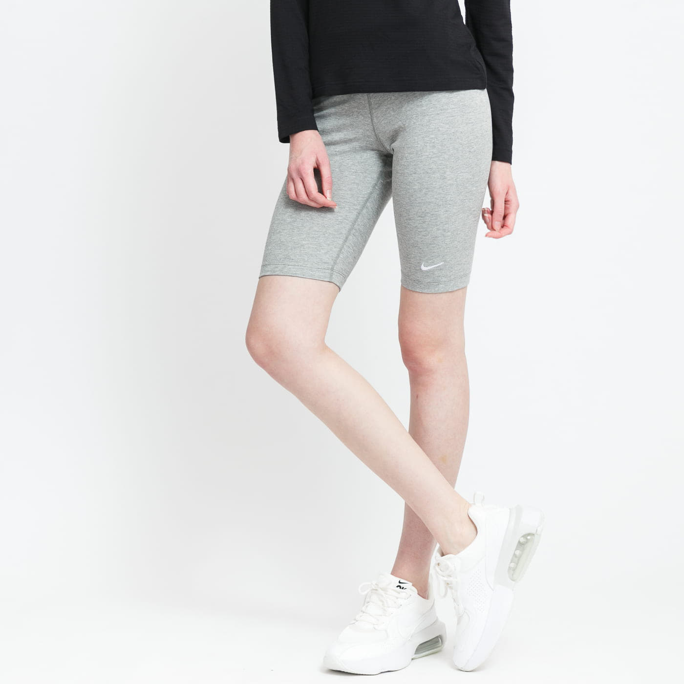 Szorty Nike NSW Essential Medium-Rise Biker Shorts Dk Grey Heather/ White