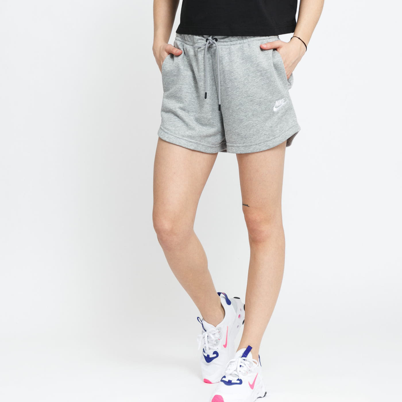 Nike NSW Essential Fleece High-Rise Shorts French Terry Dk Grey Heather/ White