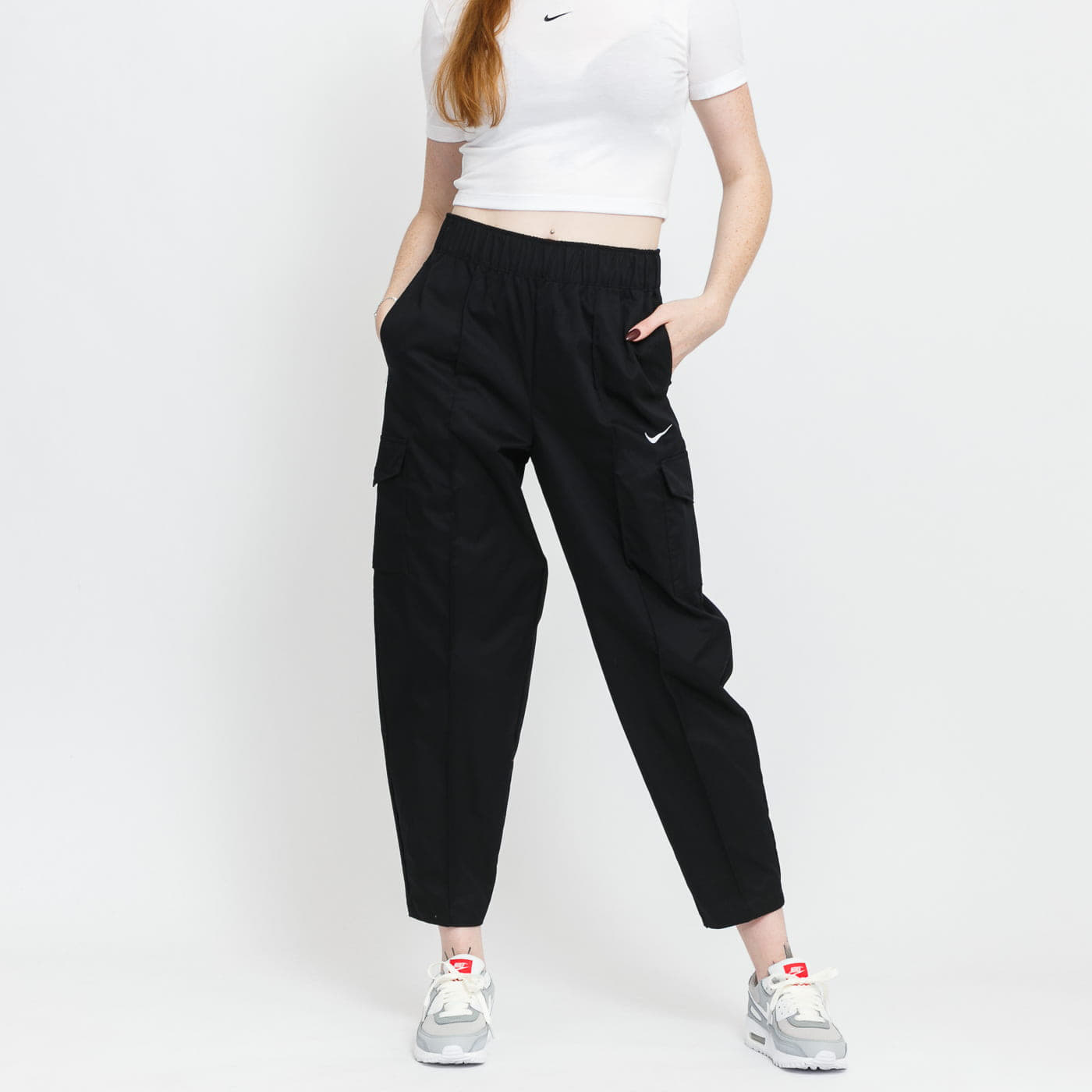 Pants and jeans Nike Sportswear Essential Women's High-Rise Curve Pants  Black/ White