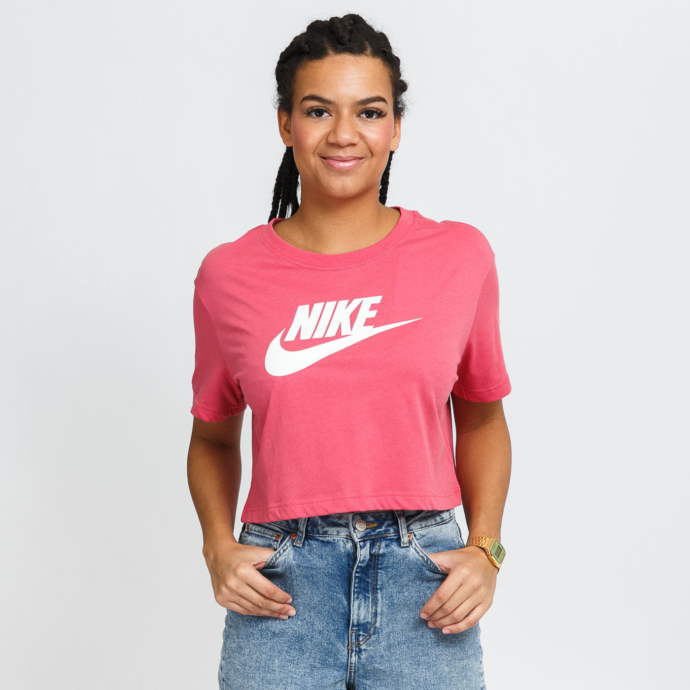 Levně Nike Sportswear Essential Crop Tee Icon Pink