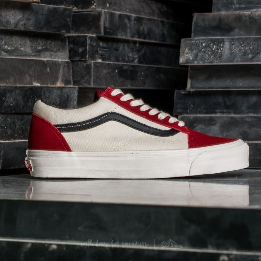 Red vans canvas old skool deals