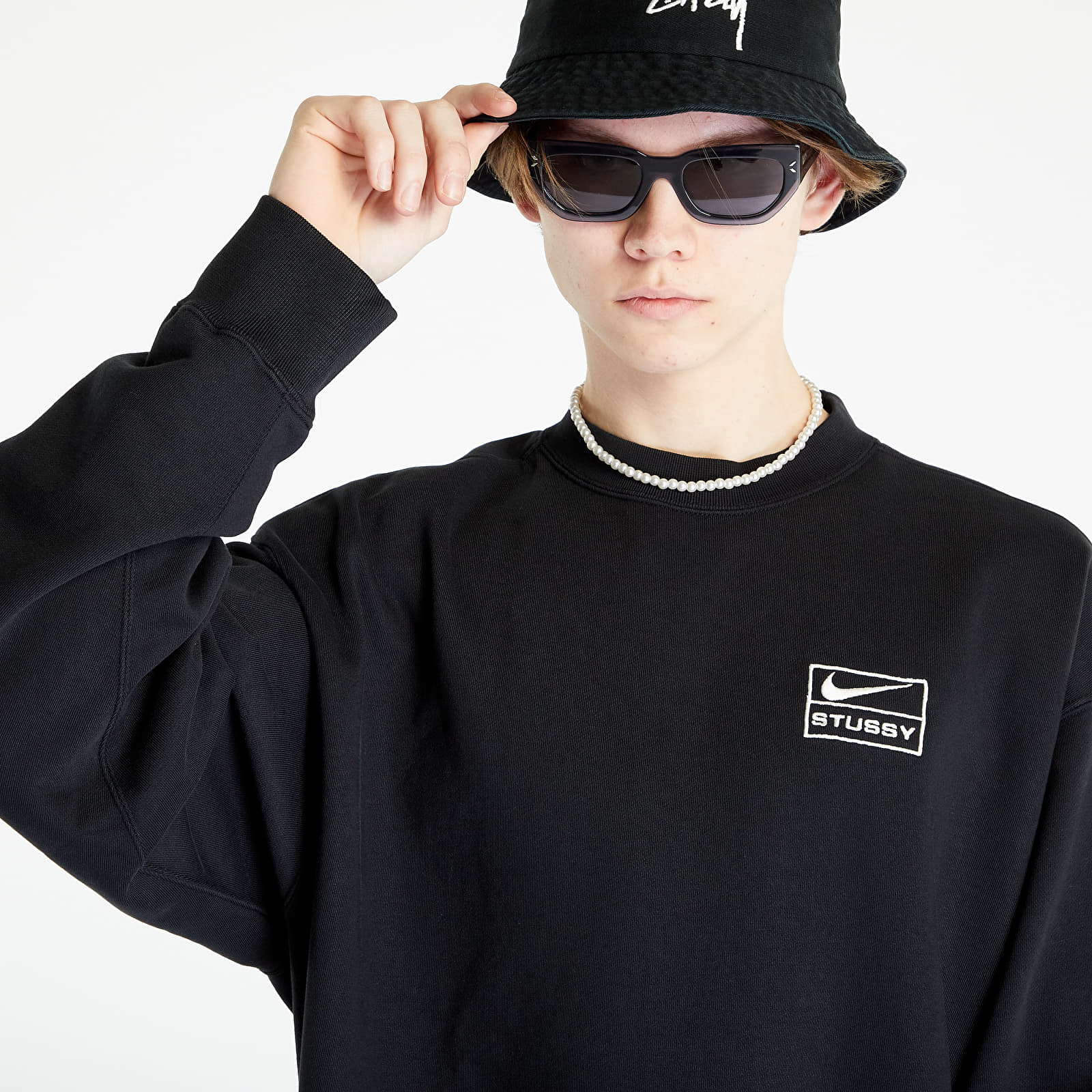 Hoodies and sweatshirts Nike x Stussy Sportswear NRG Washed Fleece Crewneck UNISEX Black Black Sail Footshop