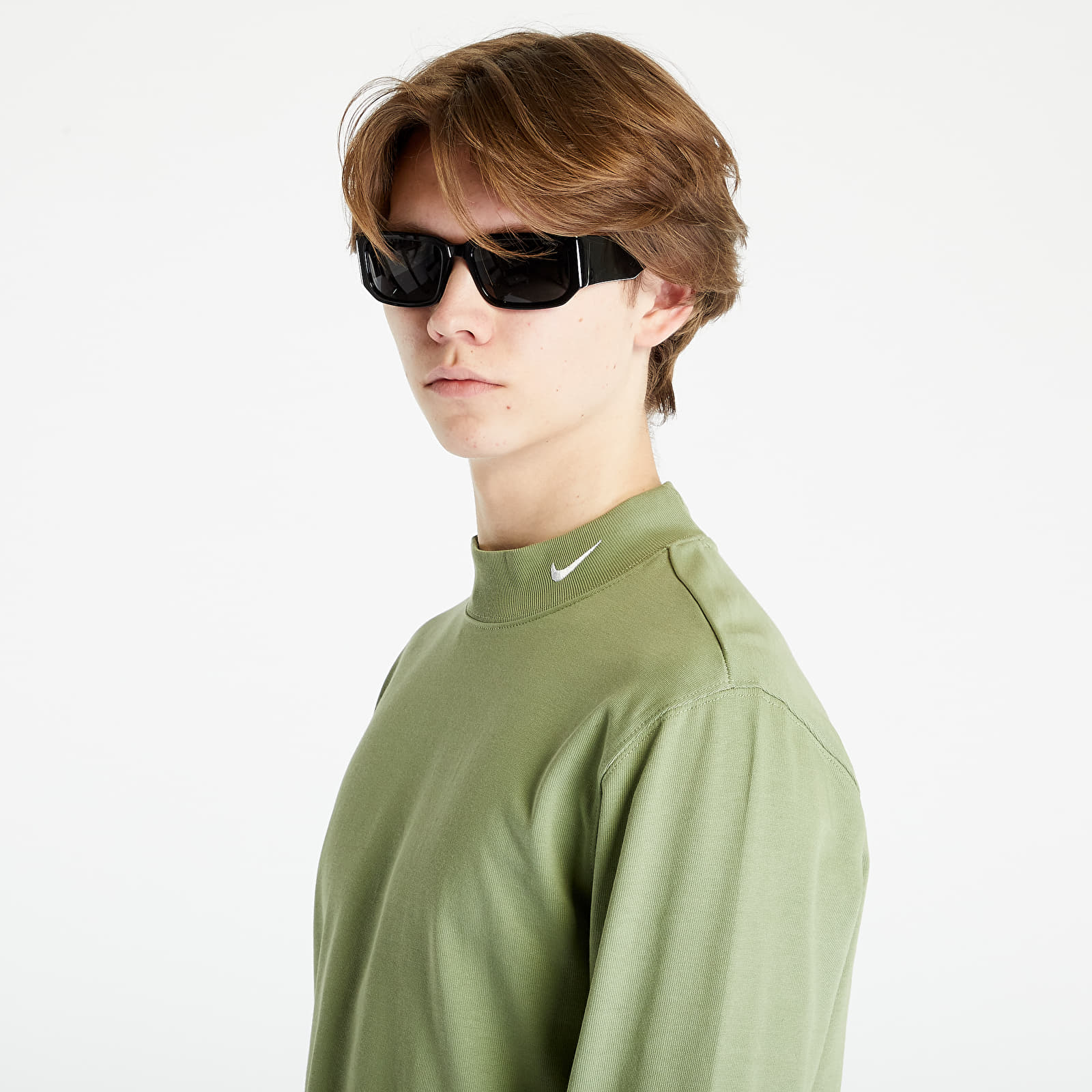 T-shirts Nike Sportswear Long Sleeve Mock-Neck Shirt Oil Green/ White