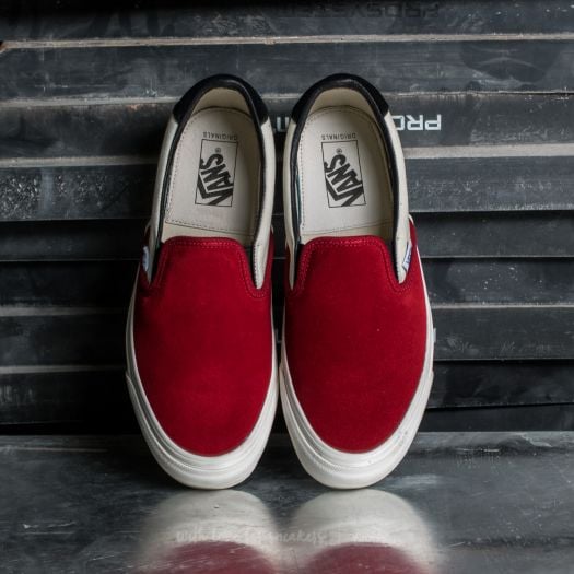 Solid red vans slip ons new arrivals