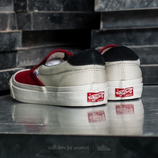 Vans red dahlia slip cheap on